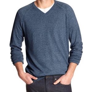 BANANA REPUBLIC heather blue vneck cotton sweater